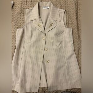 Vanity Fair Striped Cream Sleeveless Vest
